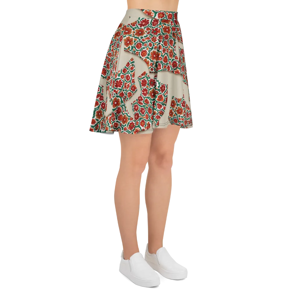 Carmine Garden on Skater Skirt — Right