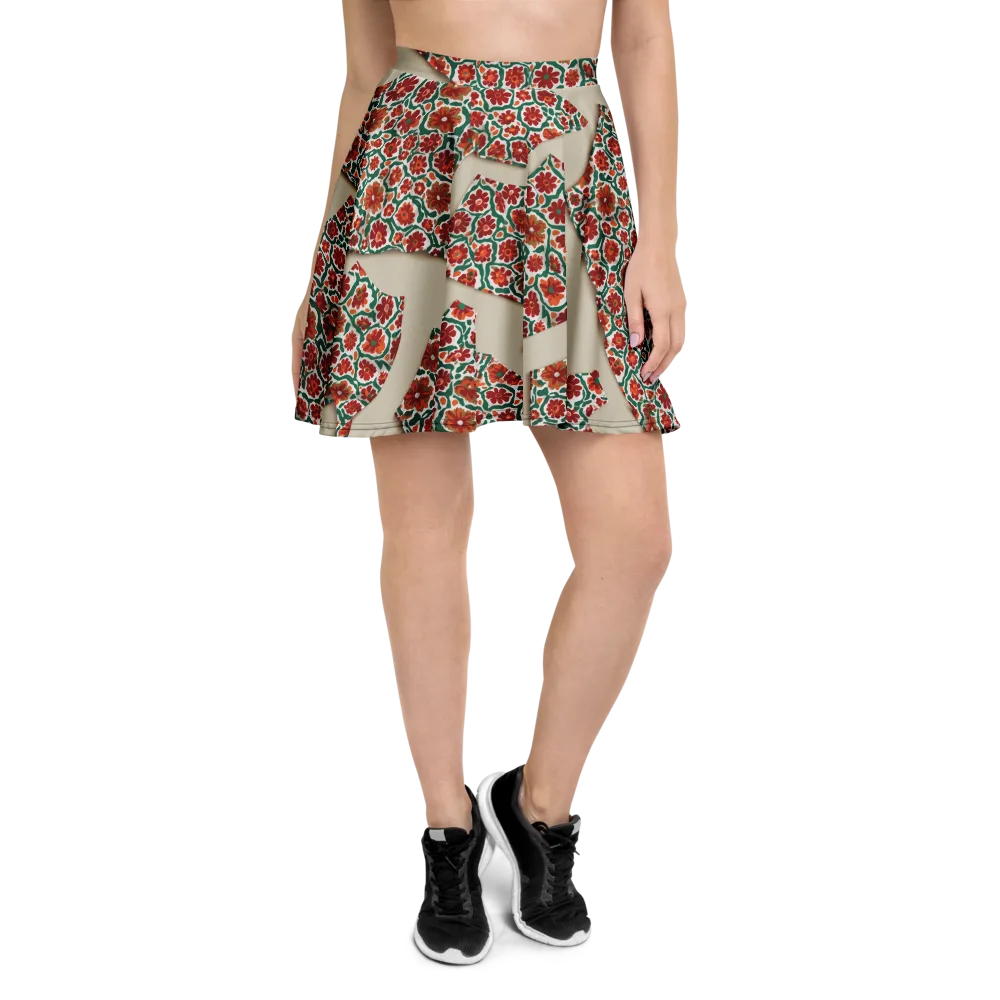 Carmine Garden on Skater Skirt — Front