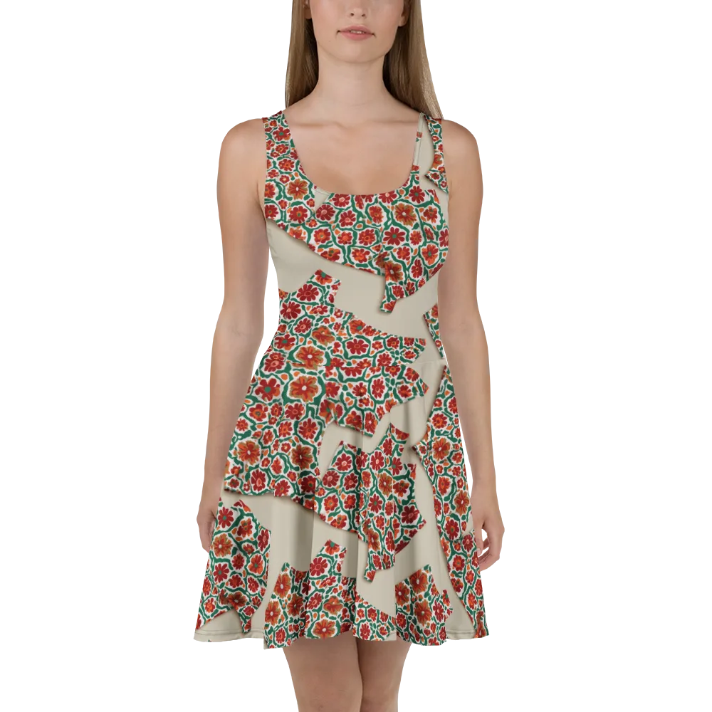 Carmine Garden on Skater Dress — Front