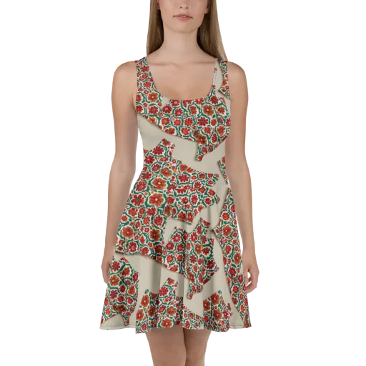 Carmine Garden on a Skater Dress