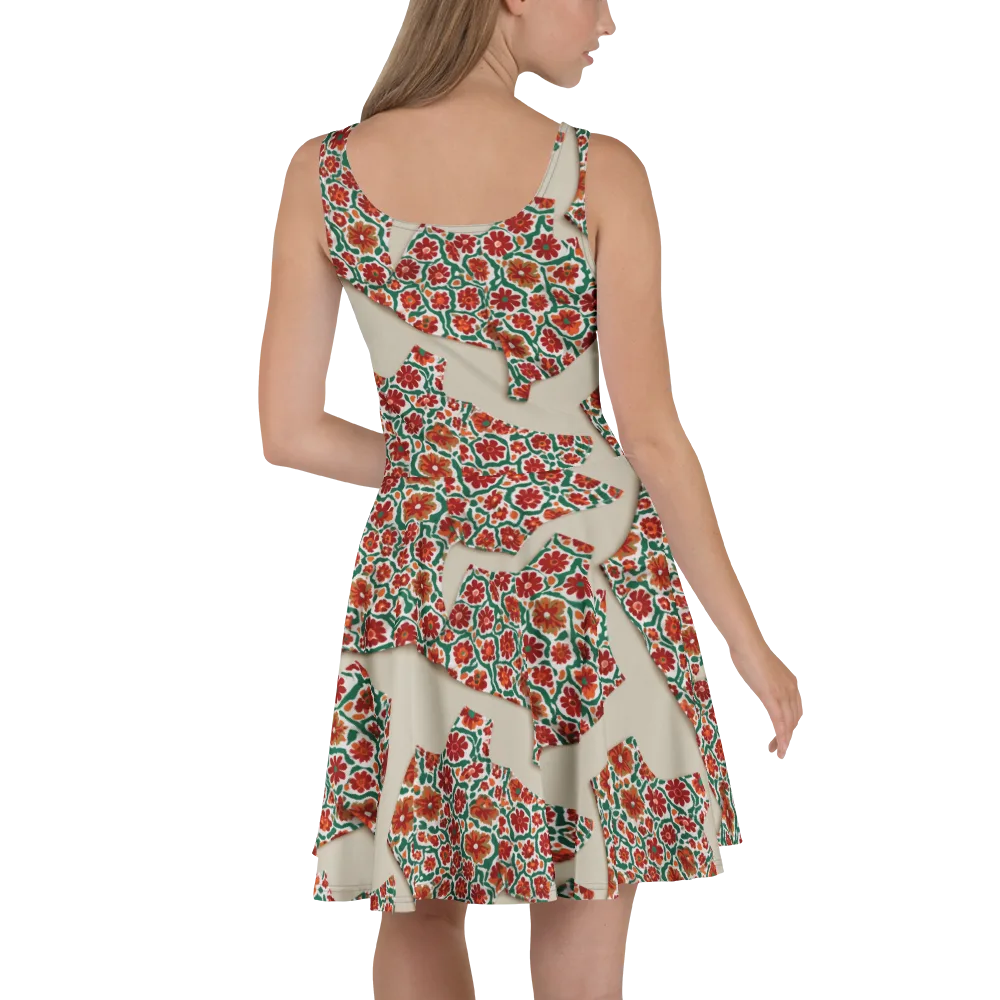 Carmine Garden on Skater Dress — Back