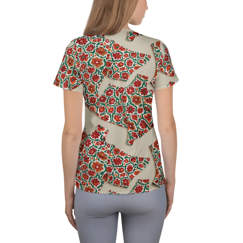 Carmine Garden on Women's Athletic T-Shirt — Back
