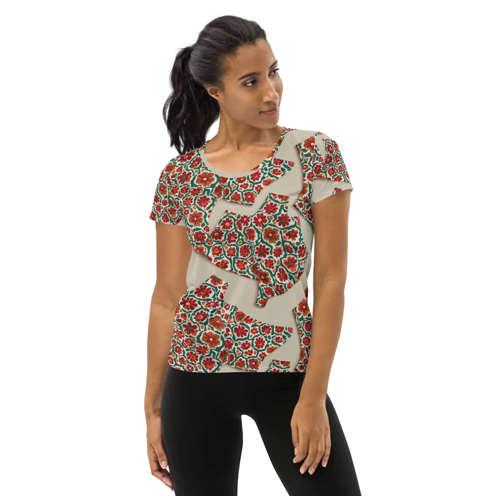 Carmine Garden on Women's Athletic T-Shirt — Front