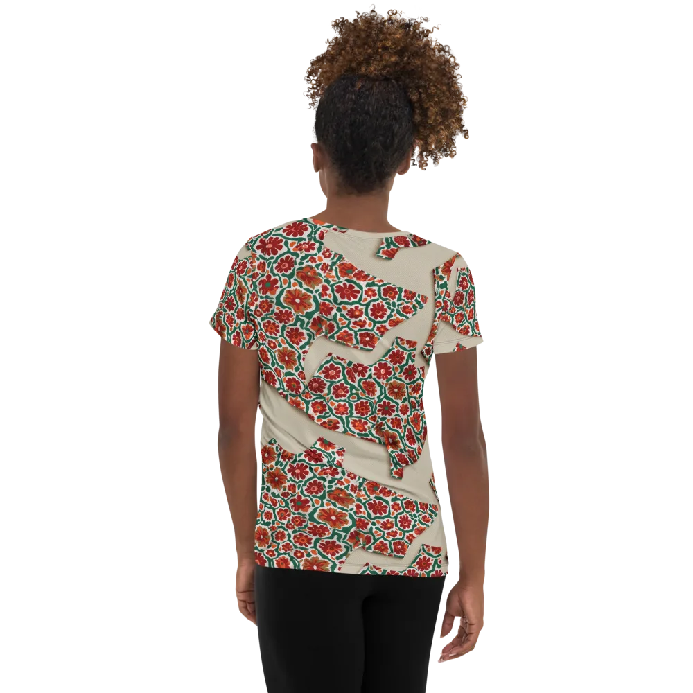 Carmine Garden on Women's Athletic T-Shirt — Back