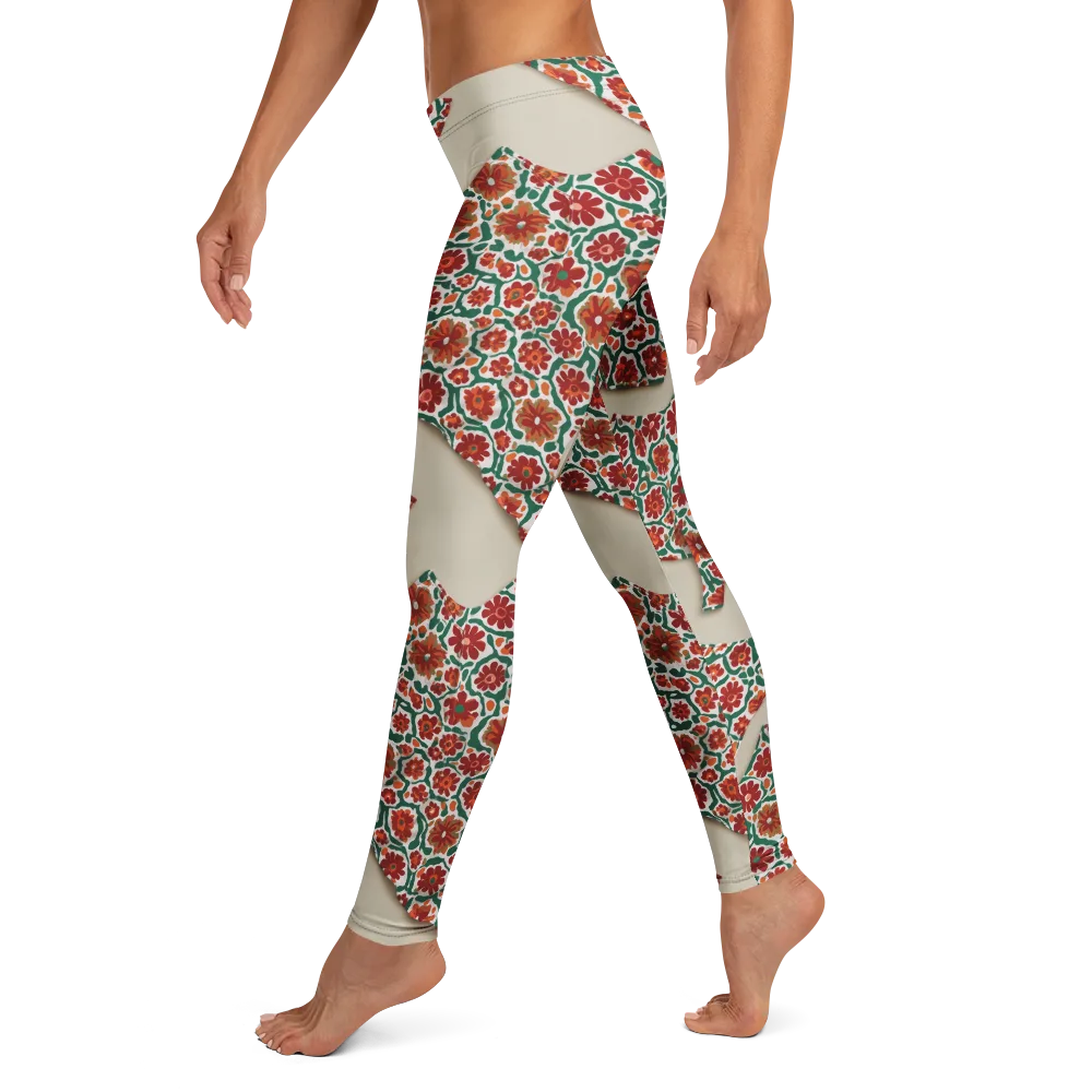 Carmine Garden on Leggings — Left