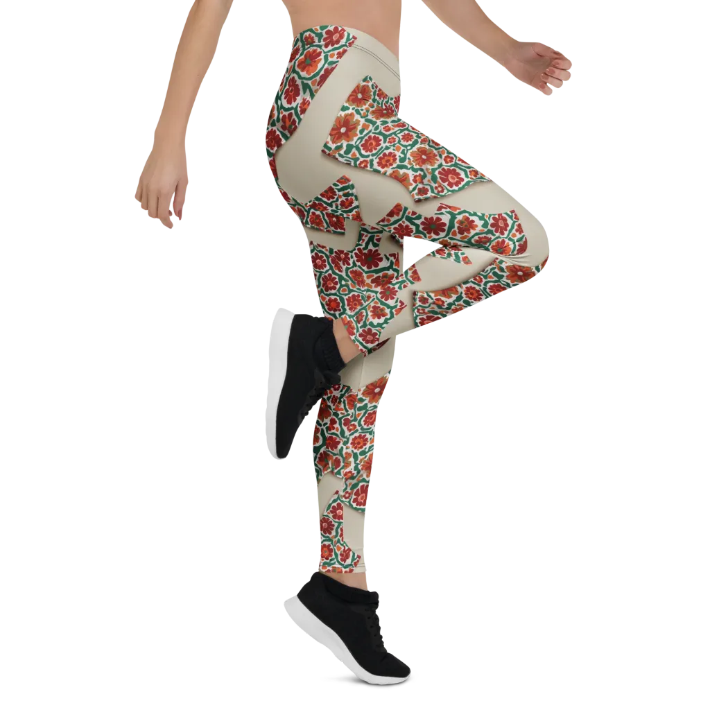 Carmine Garden on Leggings — Right