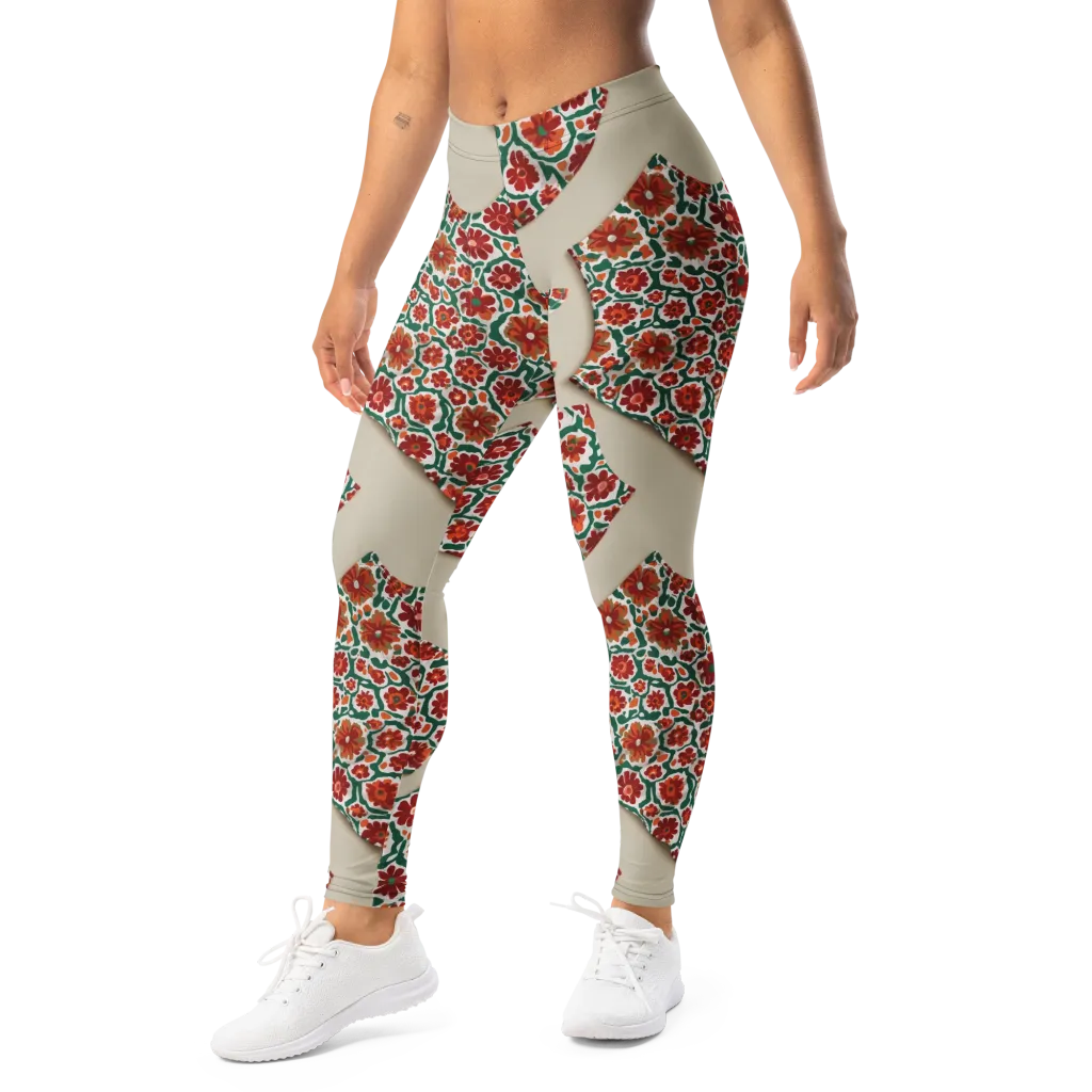 Carmine Garden on Leggings — Left Front