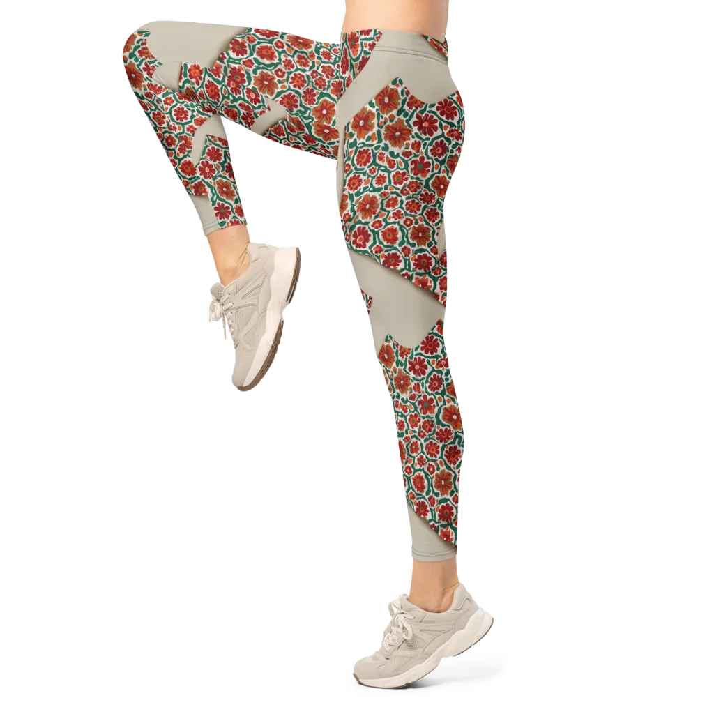 Carmine Garden on Leggings — Left