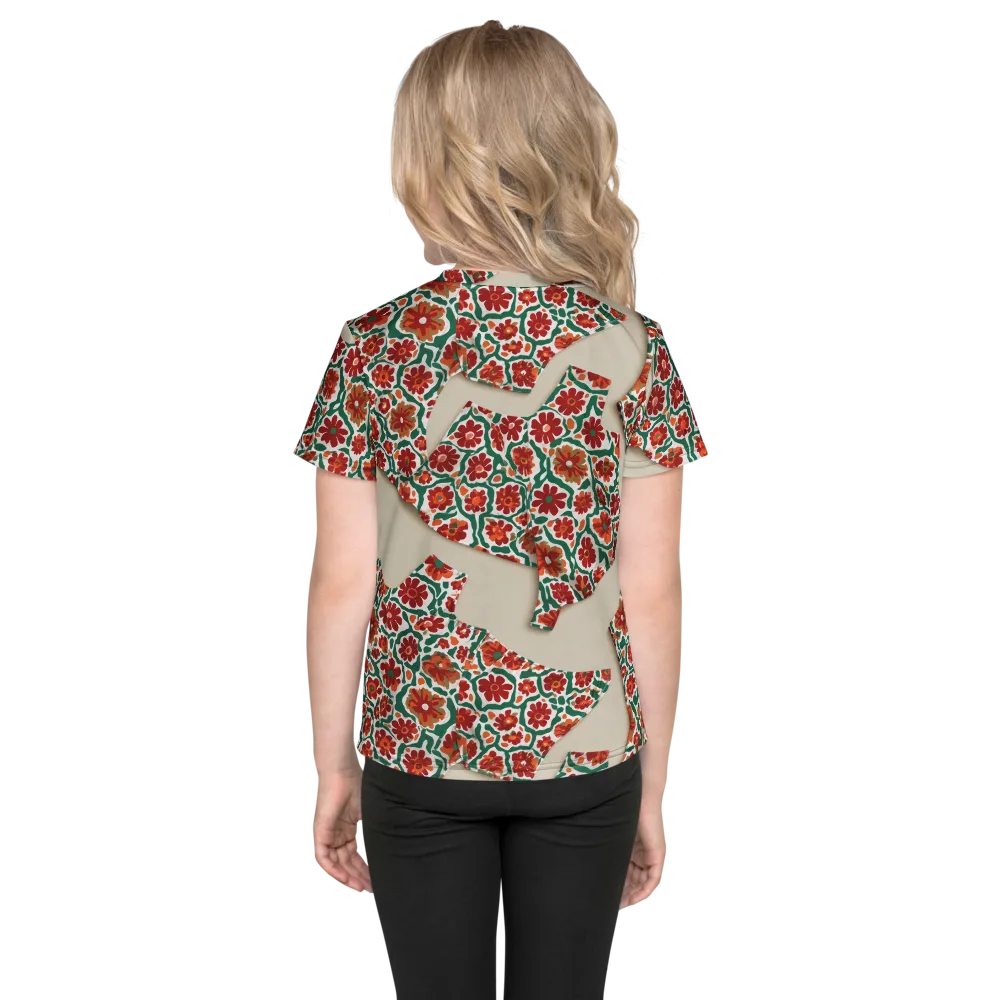 Carmine Garden on Kids Crew Neck T-Shirt — Back