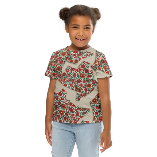 Carmine Garden on a Kids Crew Neck T-Shirt