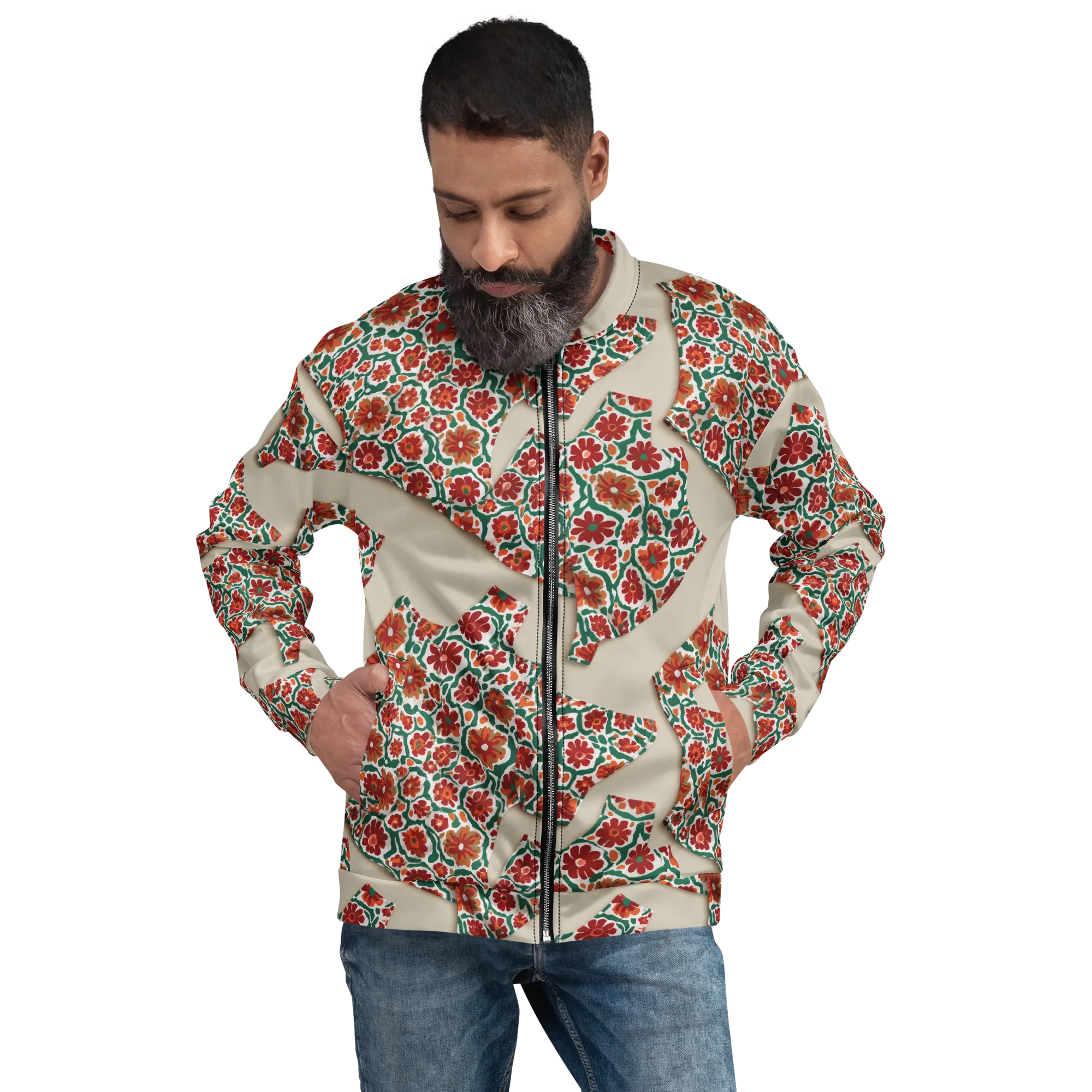 Carmine Garden on Bomber Jacket — Front