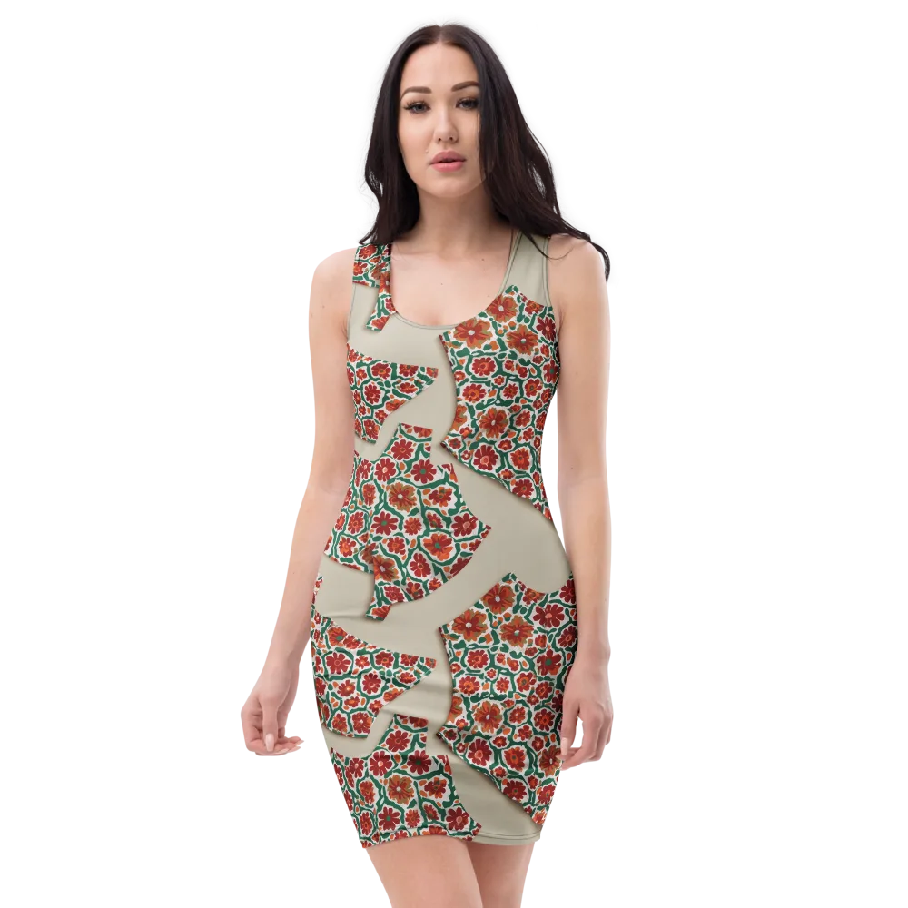 Carmine Garden on Bodycon Dress — Front