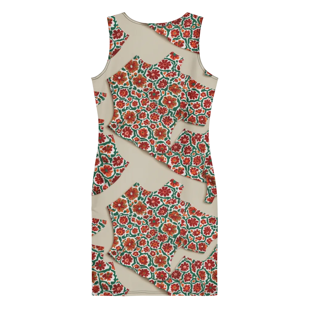 Carmine Garden on Bodycon Dress — Back