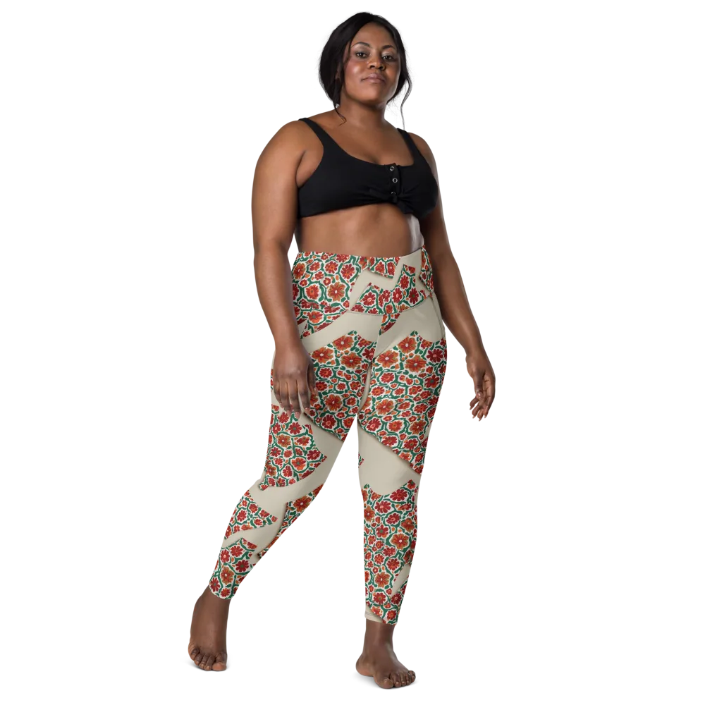 Carmine Garden on Leggings with Pockets — Front