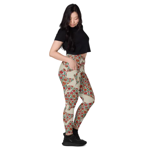 Carmine Garden on a Leggings with Pockets