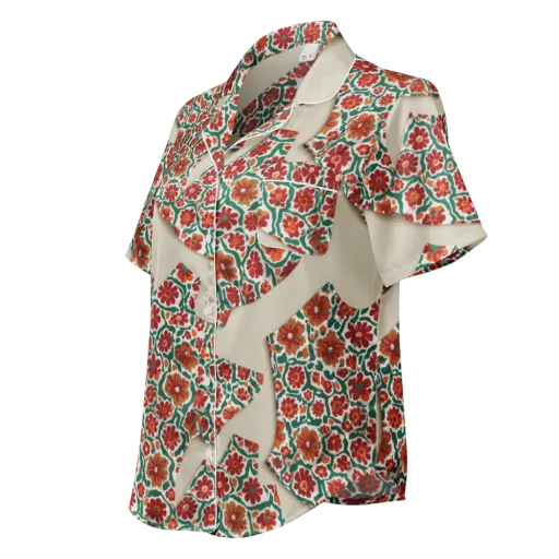 Carmine Garden on a Women's Short Sleeve Pajama Top