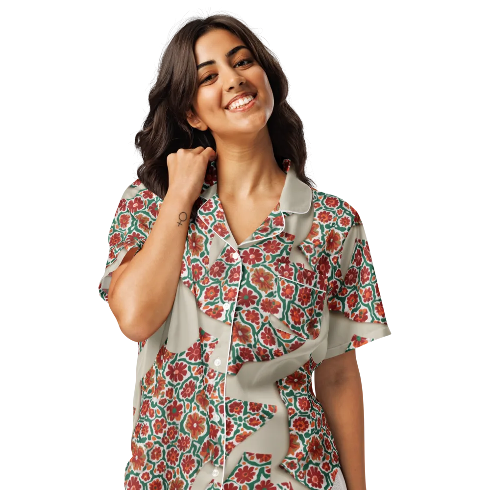 Carmine Garden on Women's Short Sleeve Pajama Top — Front