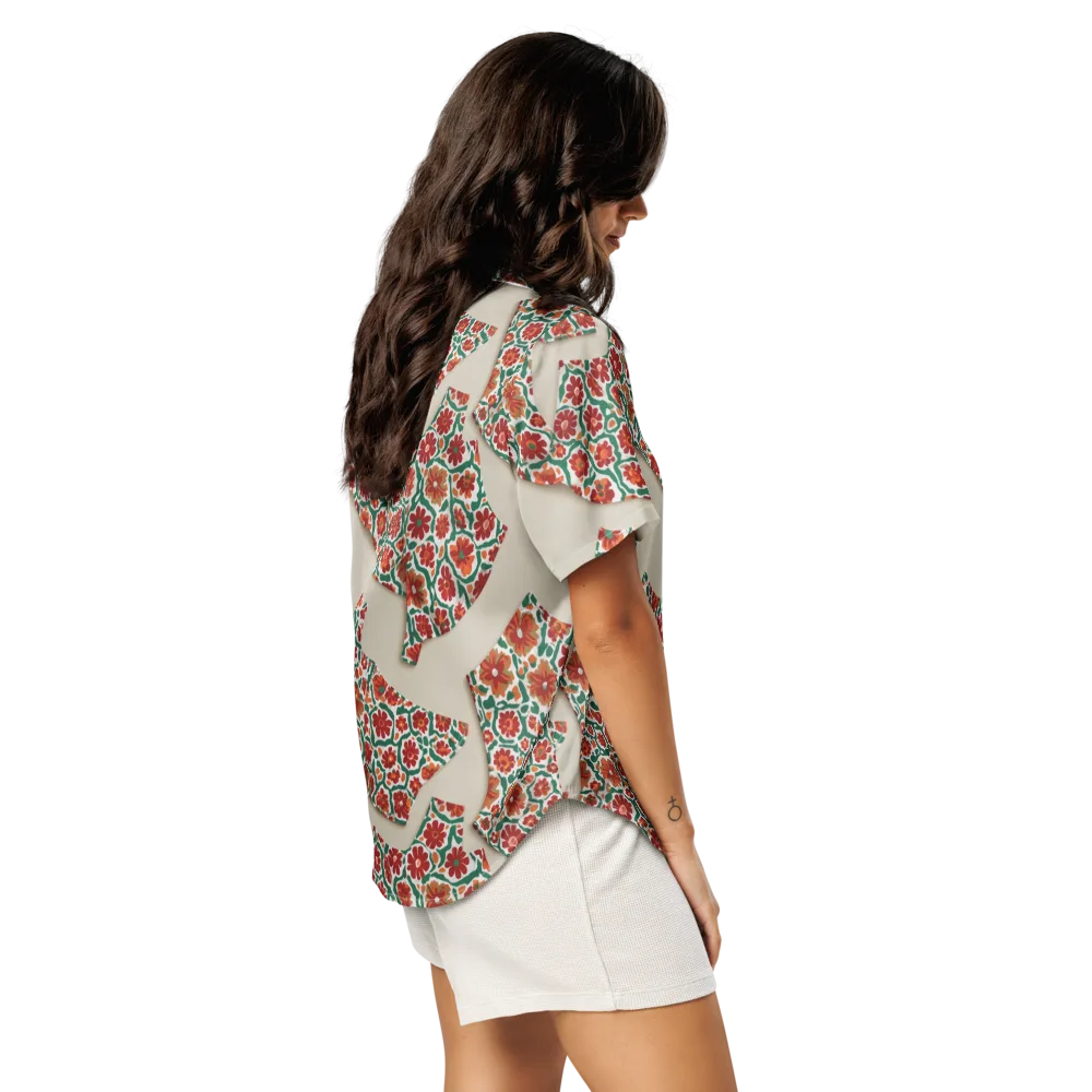 Carmine Garden on Women's Short Sleeve Pajama Top — Right Back