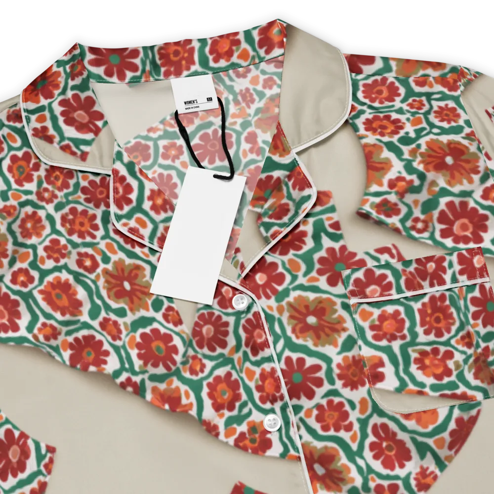 Carmine Garden on Women's Short Sleeve Pajama Top — Product details
