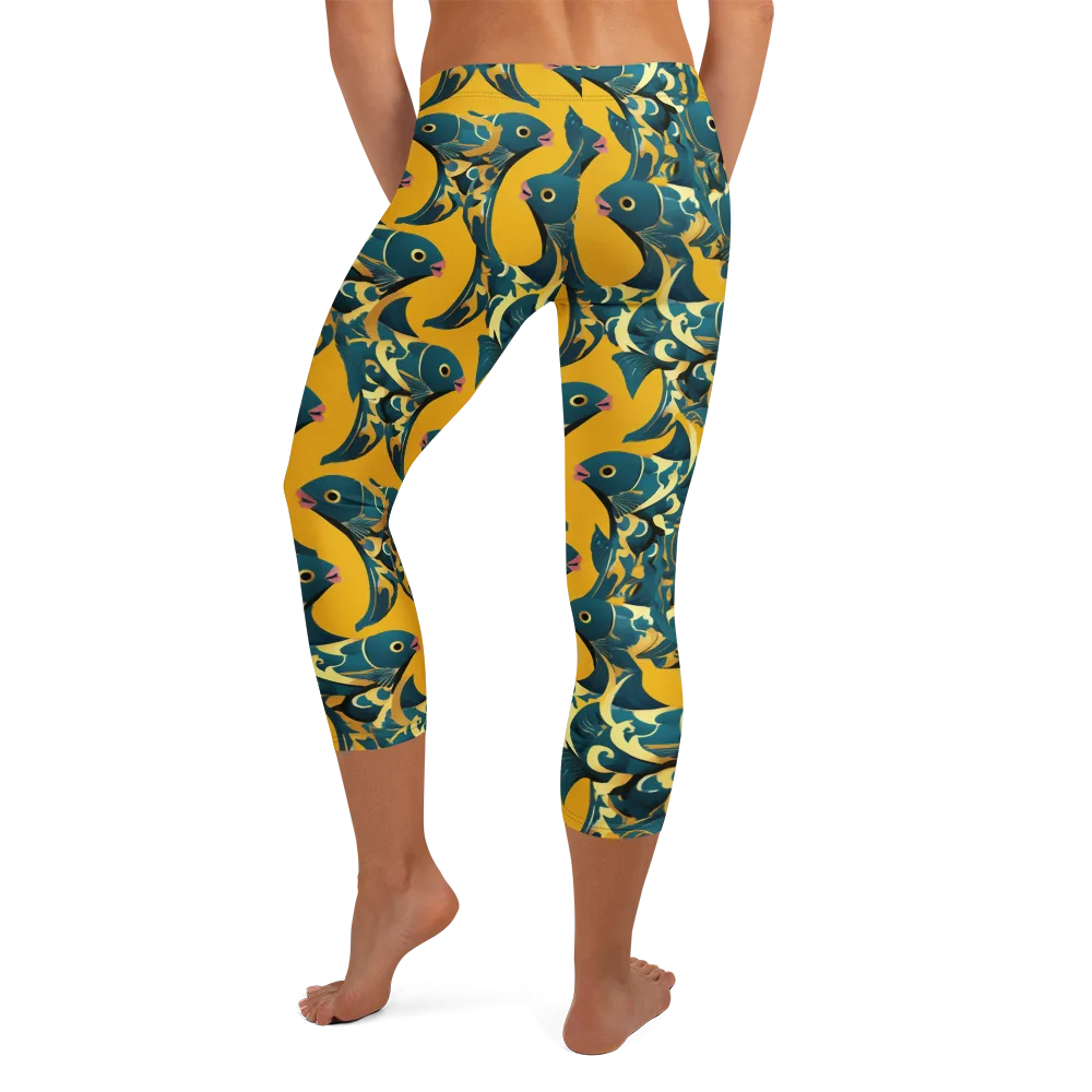 Canary Current on Capri Leggings — Back