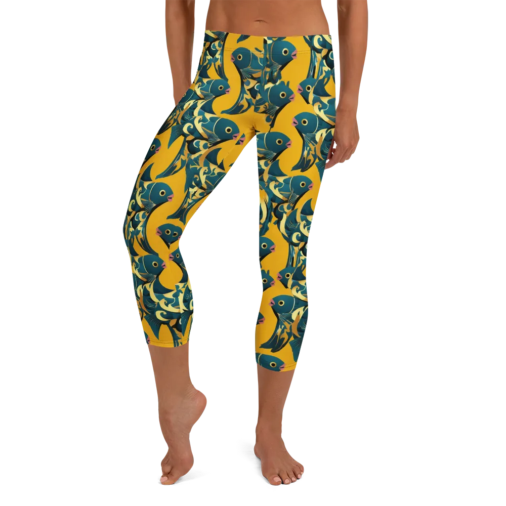 Canary Current on Capri Leggings — Front