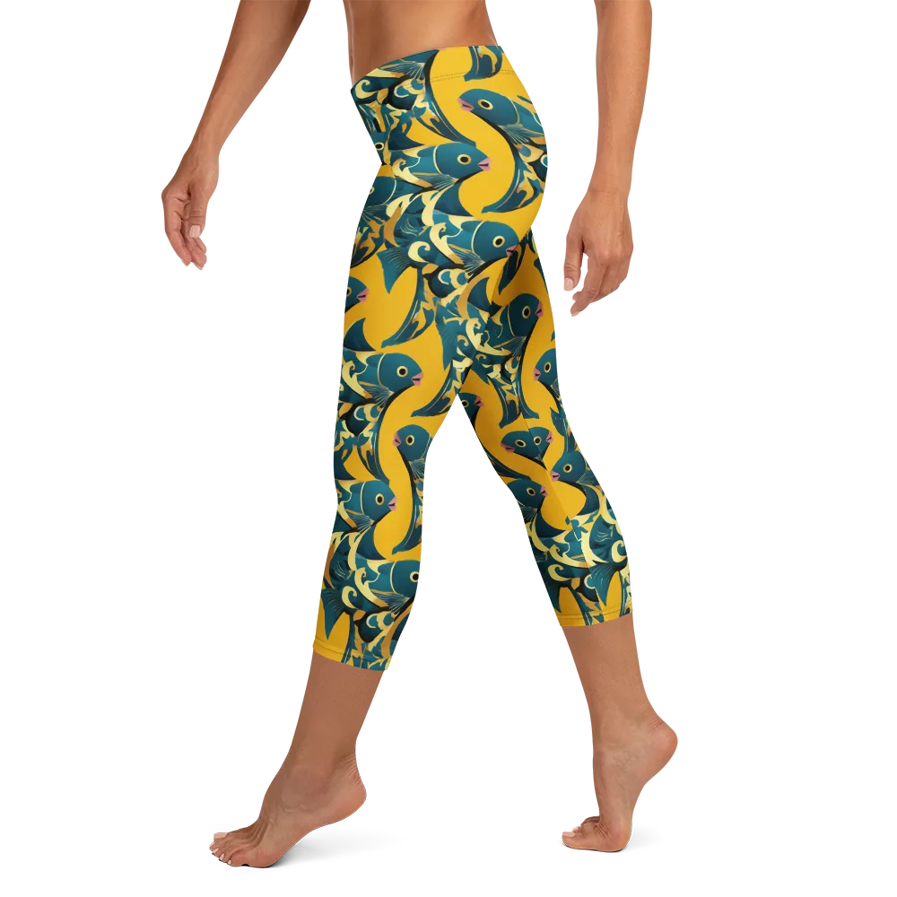 Canary Current on Capri Leggings — Left