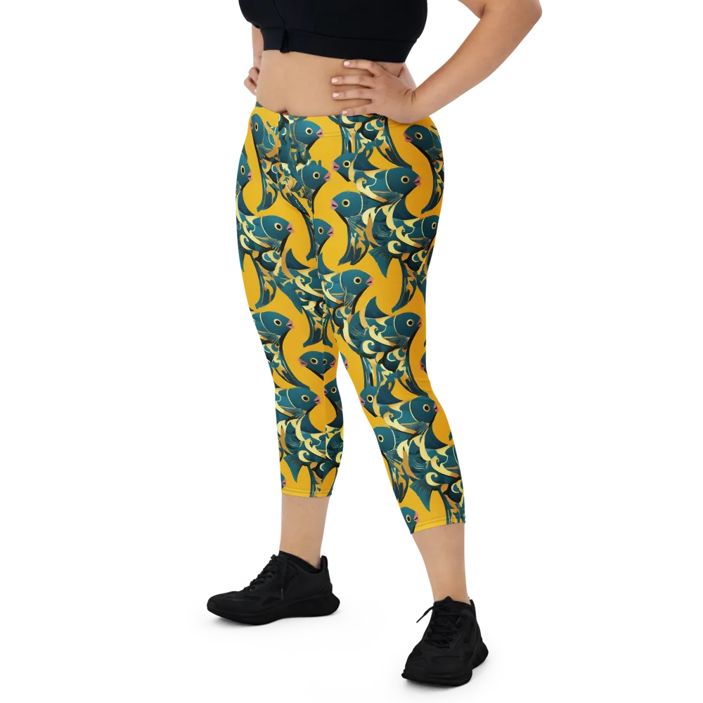 Canary Current on Capri Leggings — Front