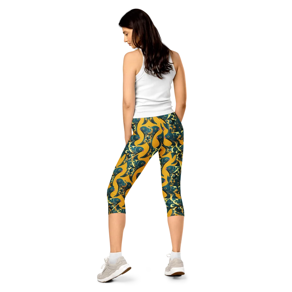 Canary Current on Capri Leggings — Back