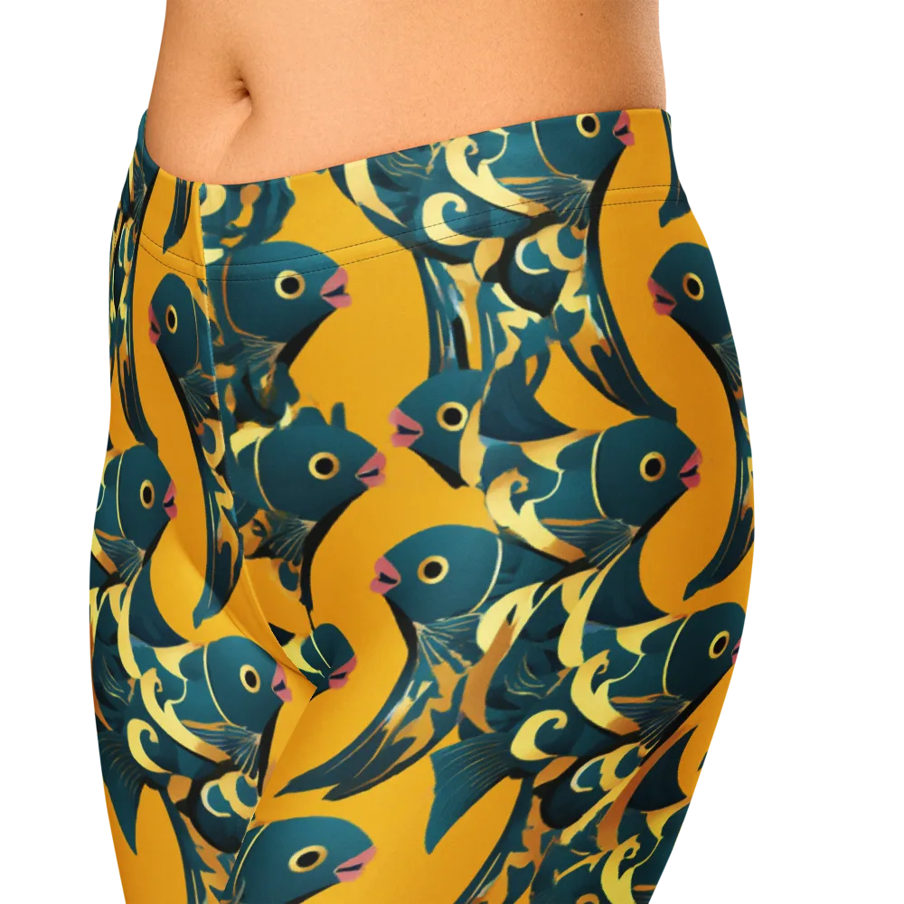 Canary Current on Capri Leggings — Zoomed-in