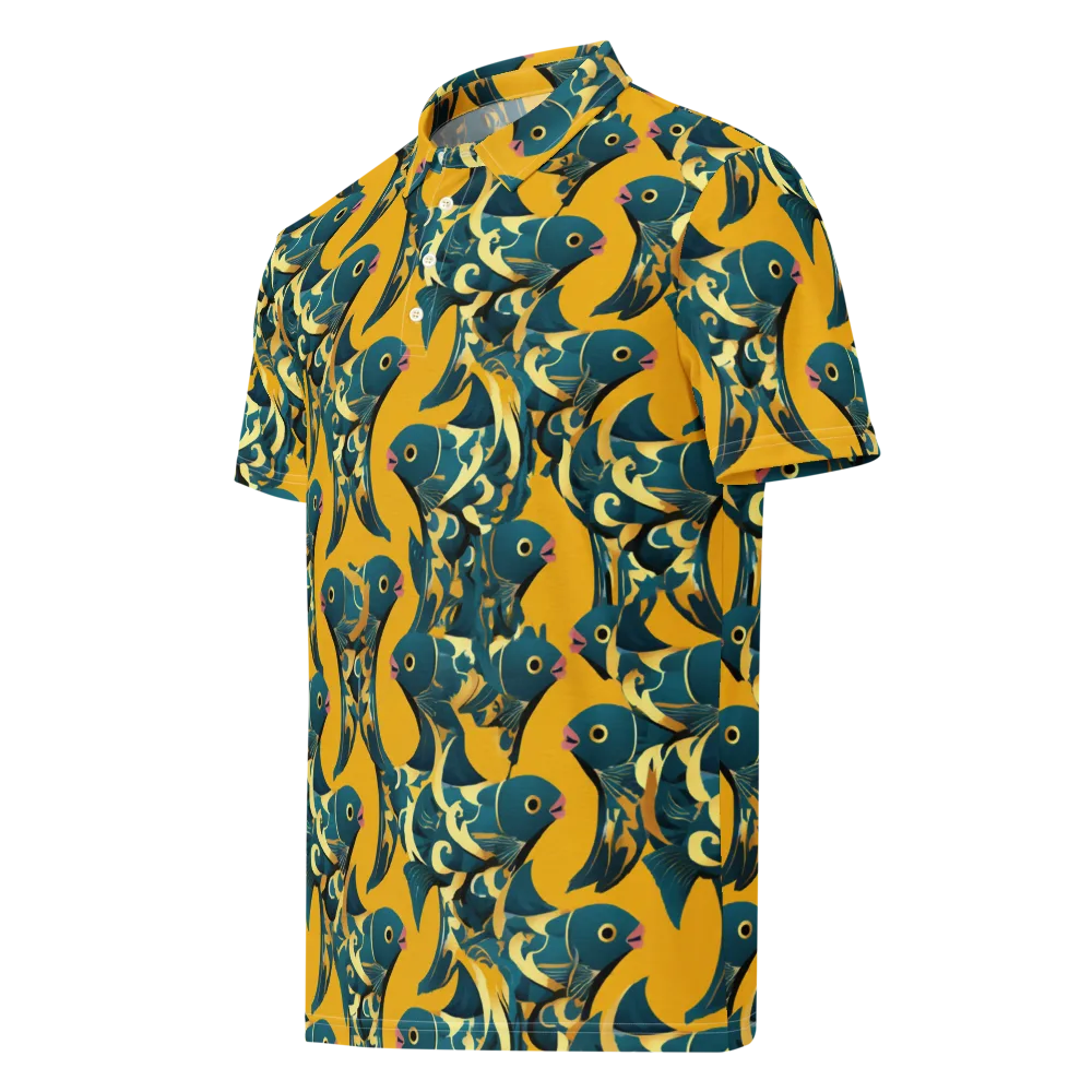 Canary Current on Men's Slim Fit Polo Shirt — Left Front