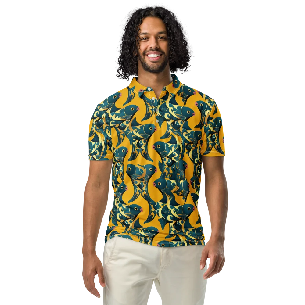 Canary Current on Men's Slim Fit Polo Shirt — Front