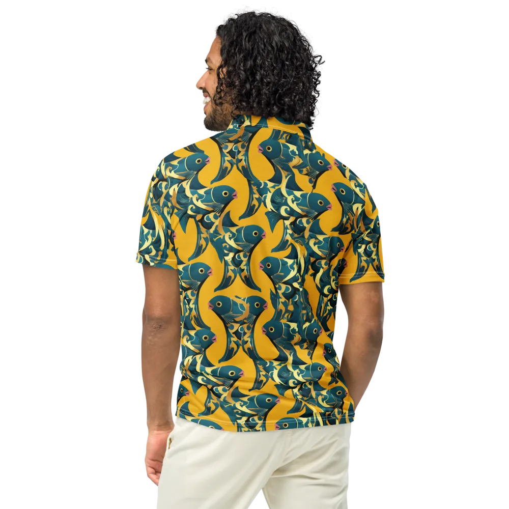 Canary Current on Men's Slim Fit Polo Shirt — Back