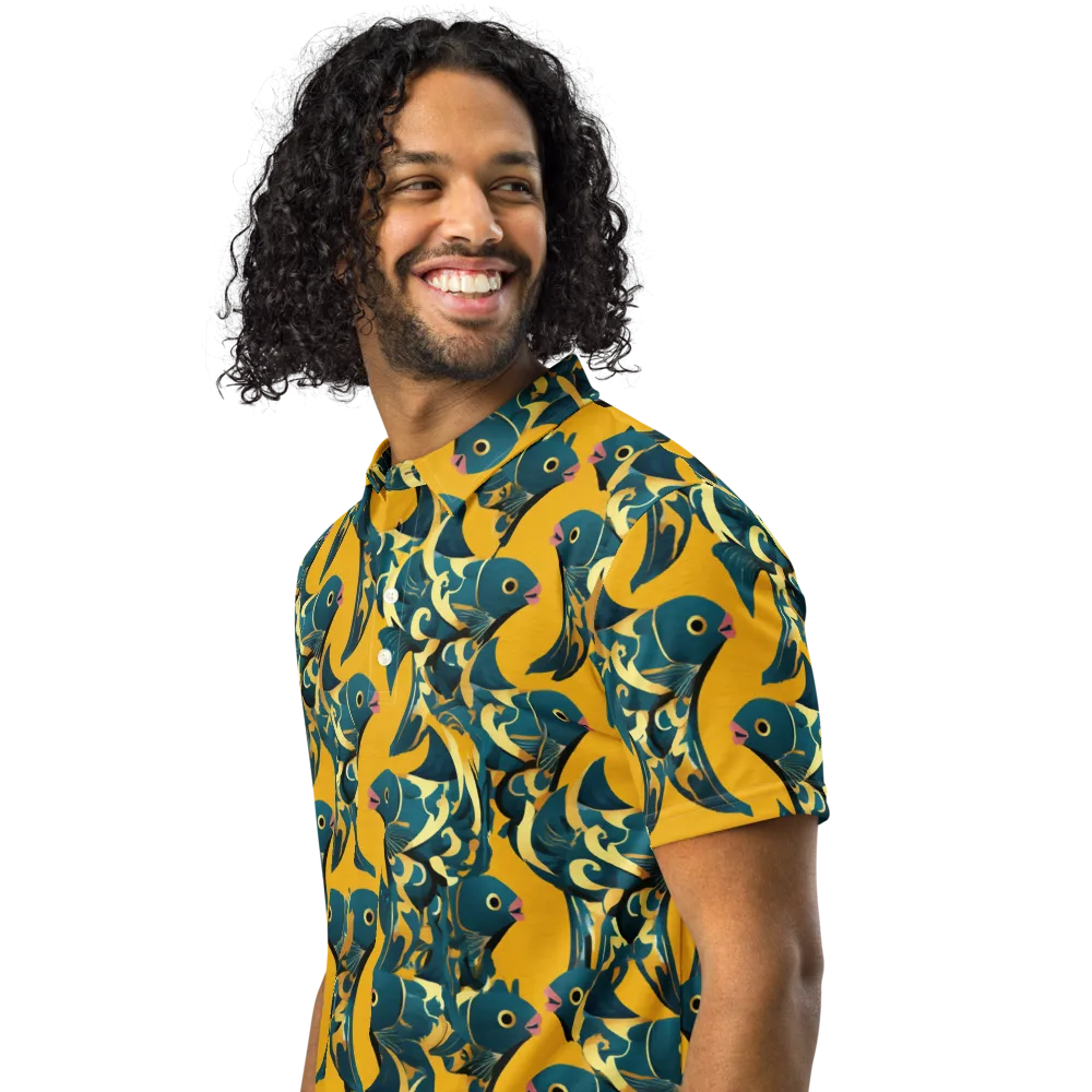 Canary Current on Men's Slim Fit Polo Shirt — Left Front