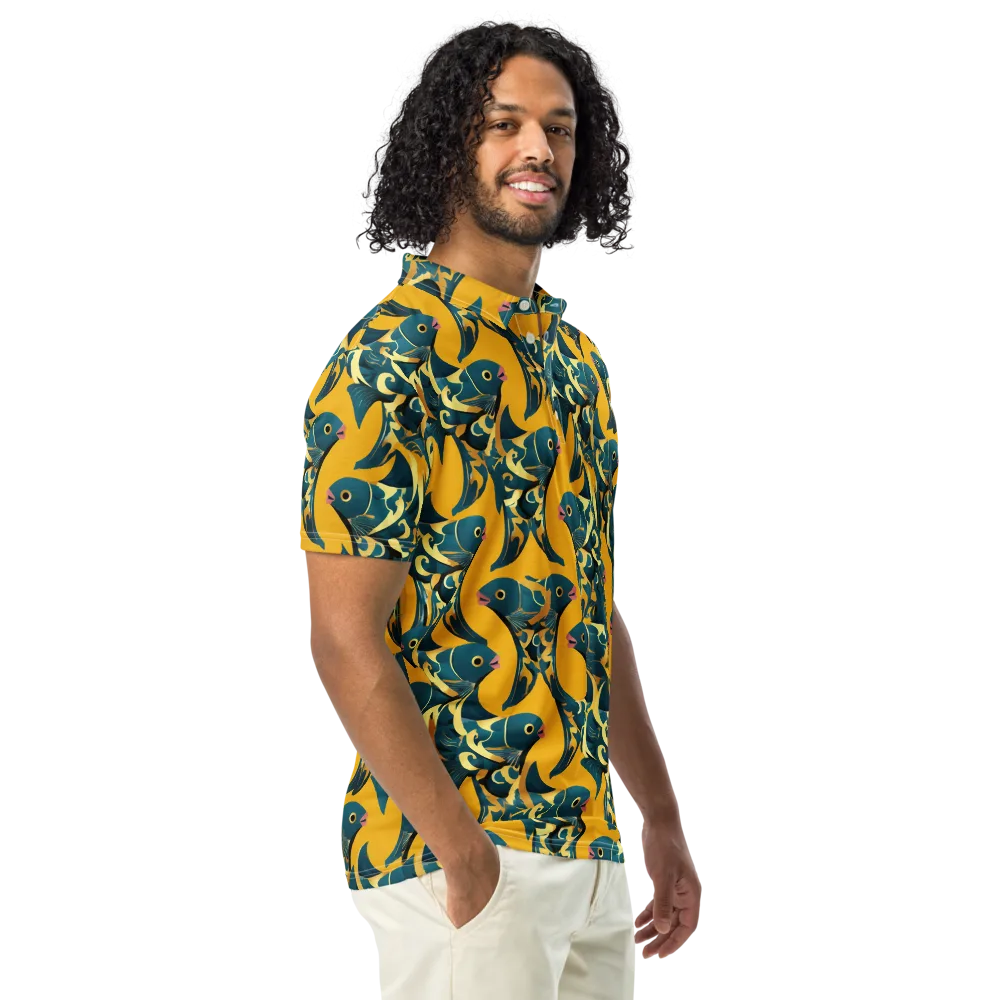Canary Current on Men's Slim Fit Polo Shirt — Right Front