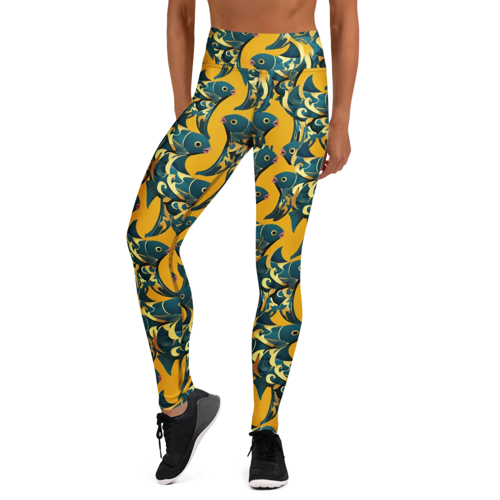 Canary Current on Yoga Leggings — Front