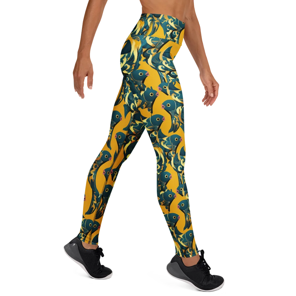 Canary Current on Yoga Leggings — Right