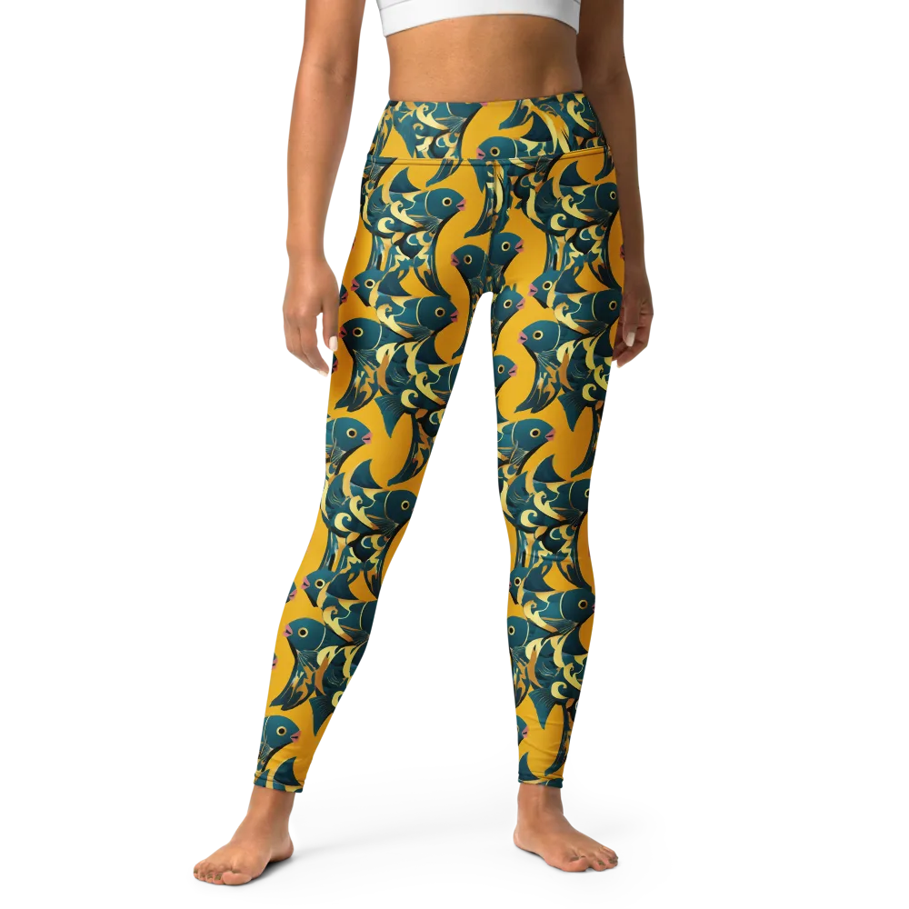 Canary Current on Yoga Leggings — Front