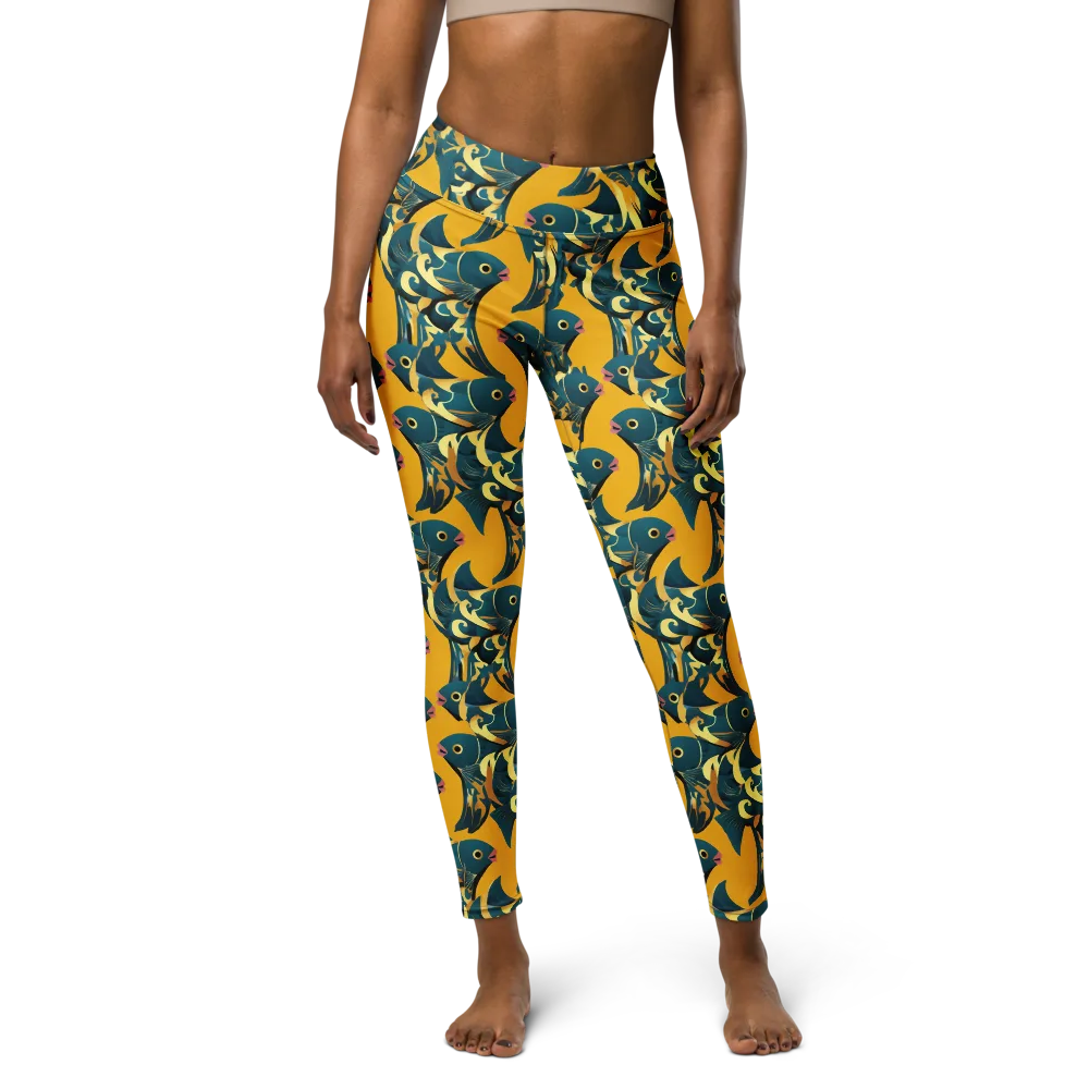 Canary Current on Yoga Leggings — Front