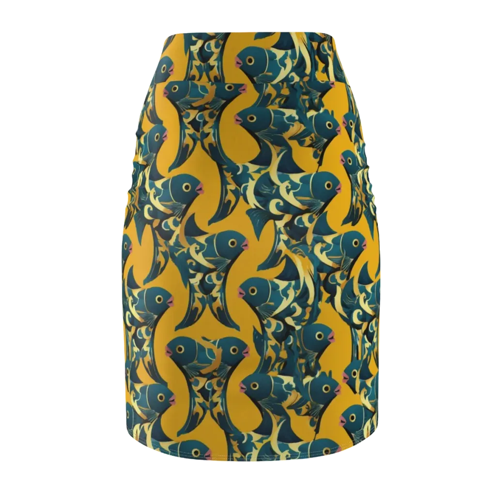 Canary Current on Pencil Skirt — Back