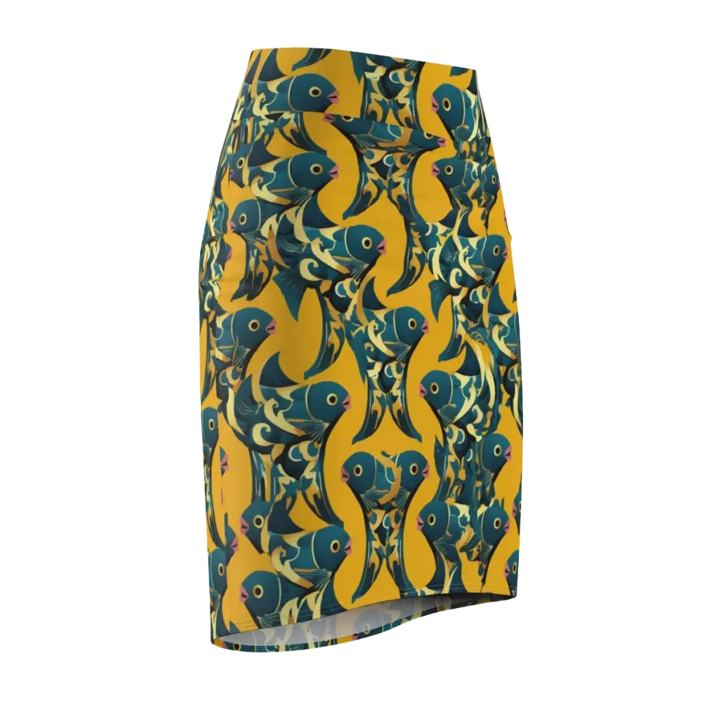 Canary Current on Pencil Skirt — Front Side