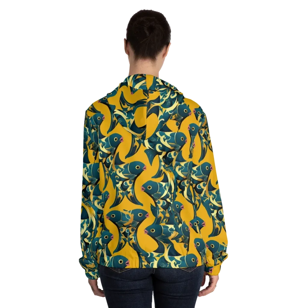 Canary Current on Women's Full-Zip Hoodie — Back On Person