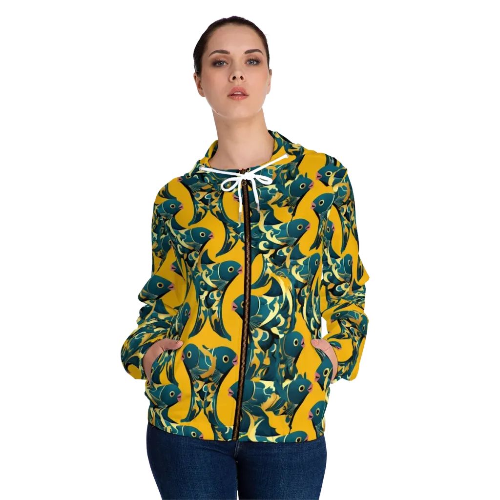Canary Current on Women's Full-Zip Hoodie — Front On Person