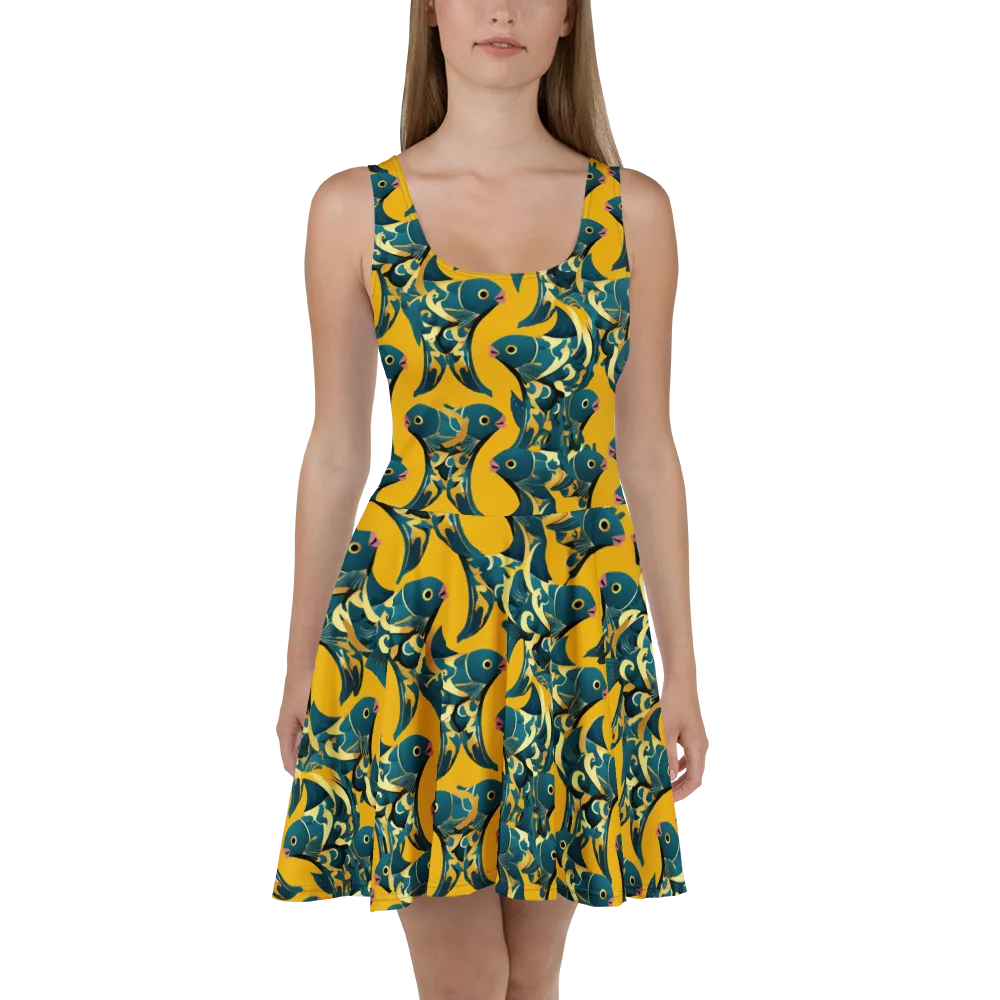 Canary Current on Skater Dress — Front