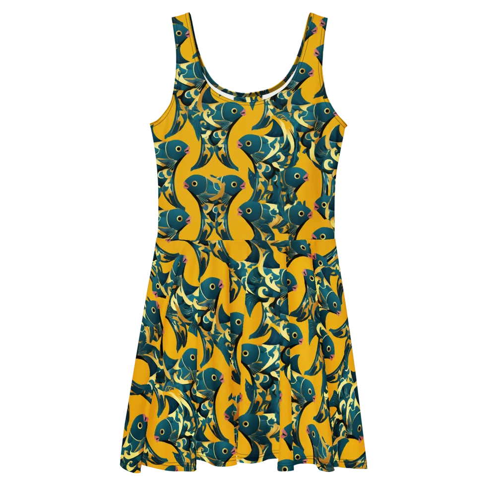 Canary Current on Skater Dress — Front