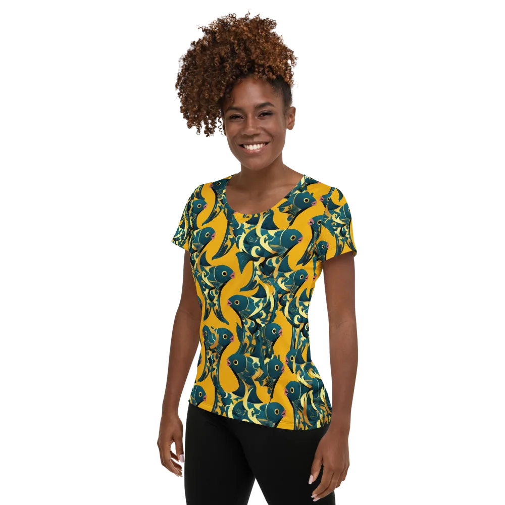 Canary Current on Women's Athletic T-Shirt — Left