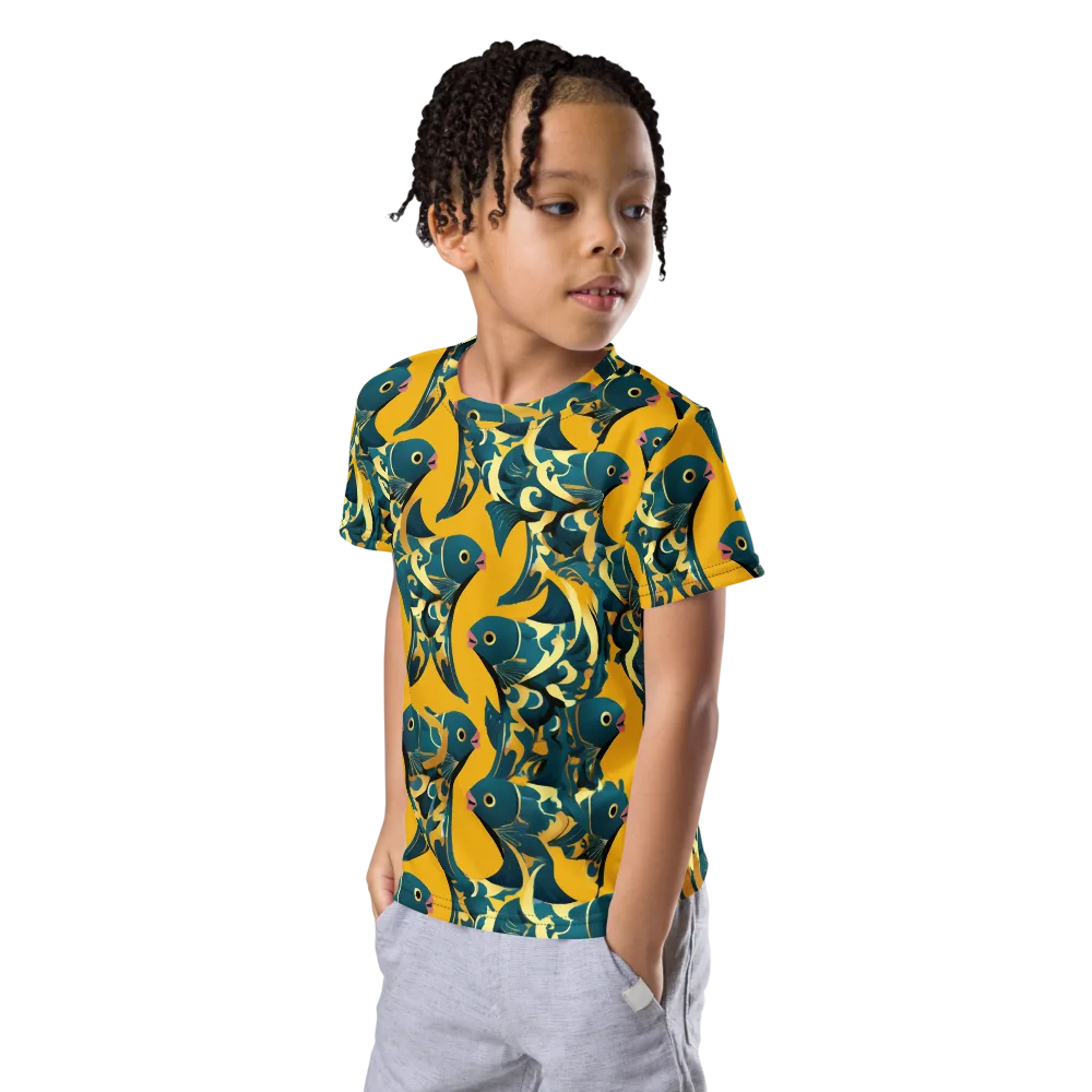 Canary Current on Kids Crew Neck T-Shirt — Left Front
