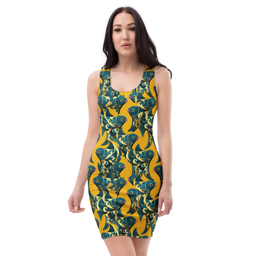 Canary Current on Bodycon Dress — Front
