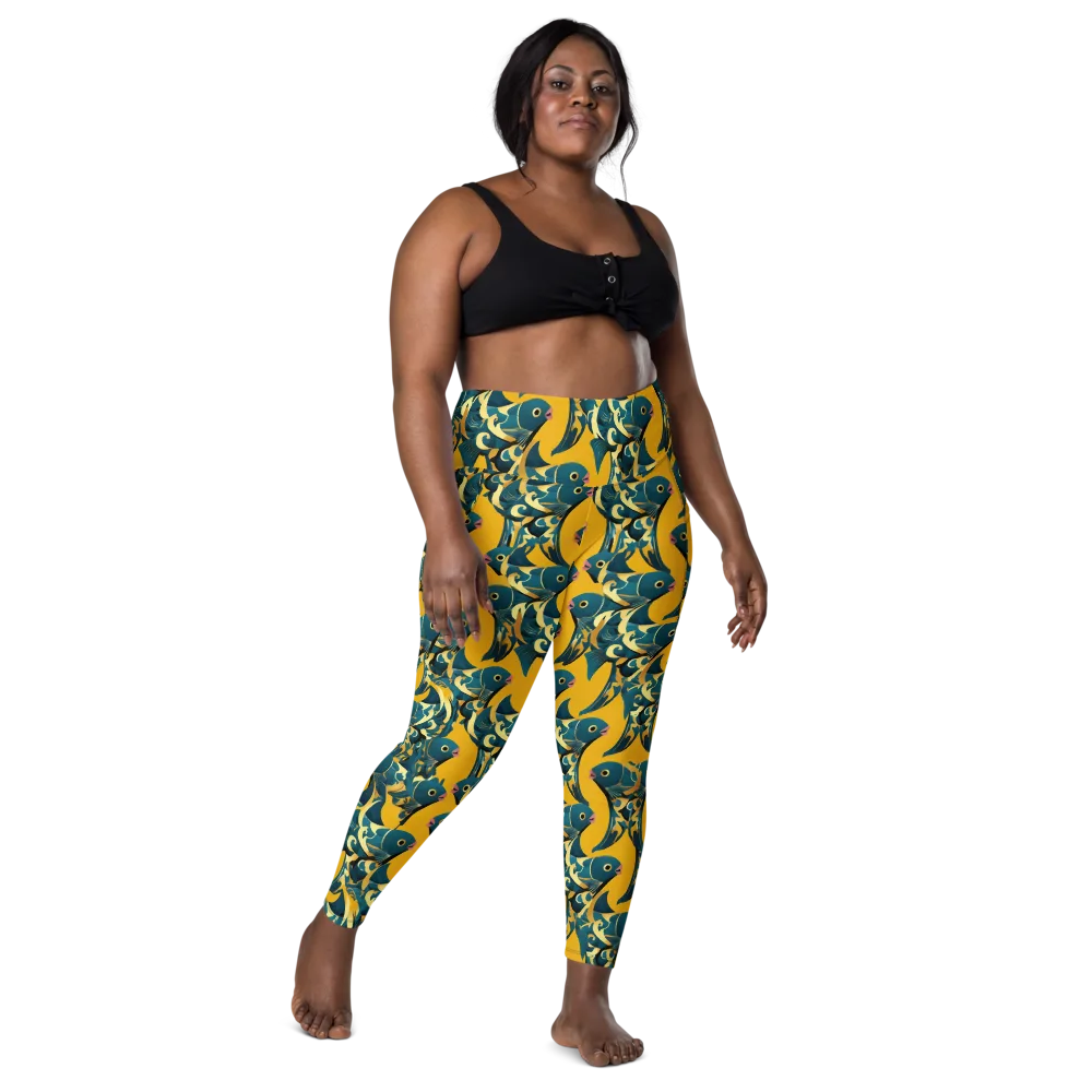 Canary Current on Leggings with Pockets — Front