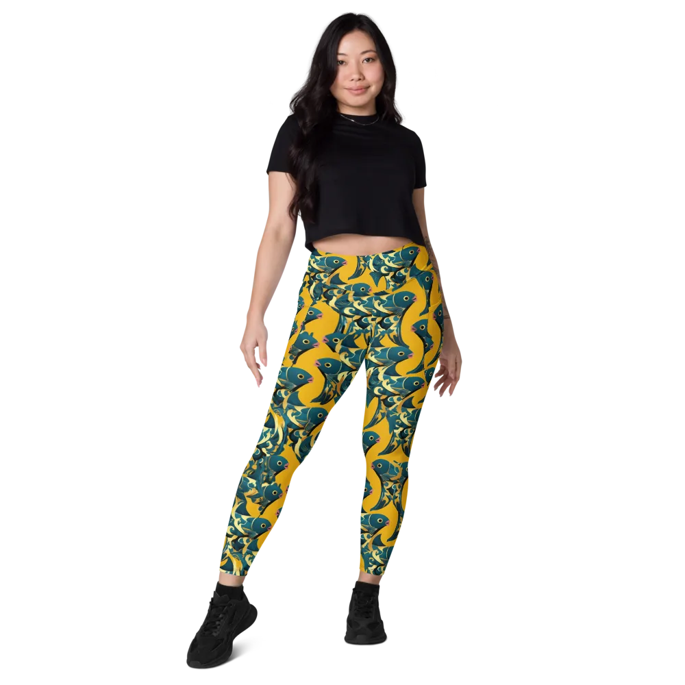 Canary Current on Leggings with Pockets — Front