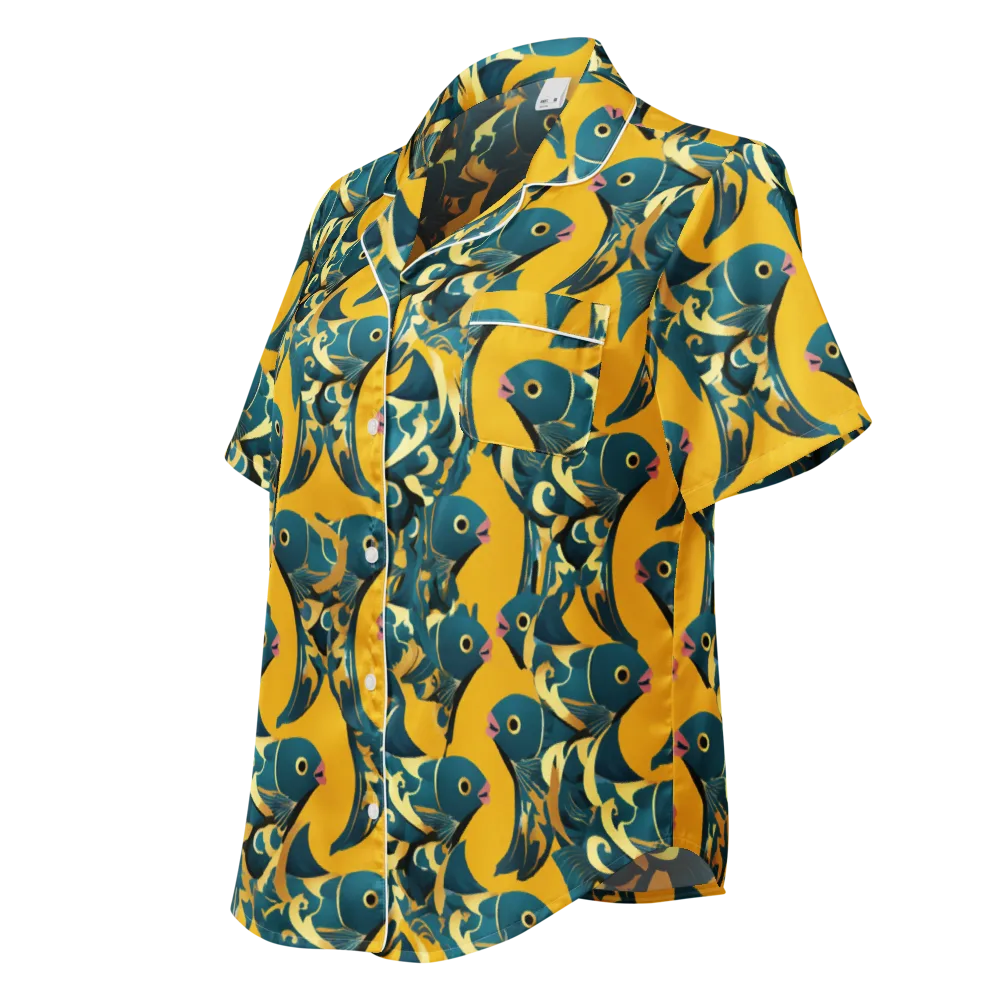 Canary Current on Women's Short Sleeve Pajama Top — Left Front